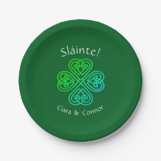 Sláinte Grüner keltischer irischer Shamrock-Name Pappteller