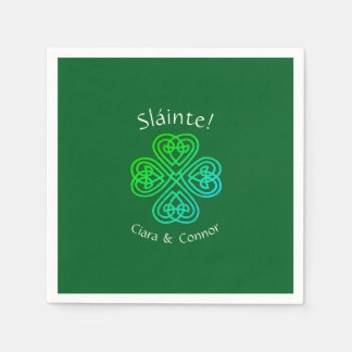 Sláinte Grüner keltischer irischer Shamrock-Name Serviette