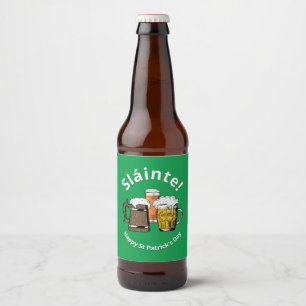 Sláinte! HAPPY ST PATRICK'S DAY Cartoon Biere Bierflaschenetikett