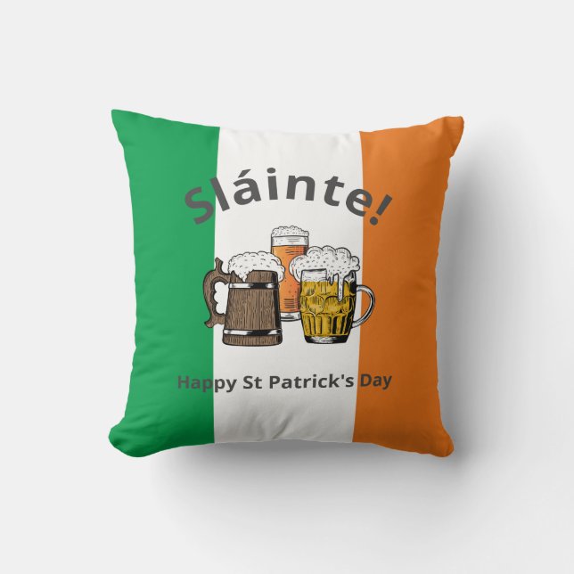 Sláinte! HAPPY ST PATRICKS DAY Cartoon Biere Kissen (Vorderseite)