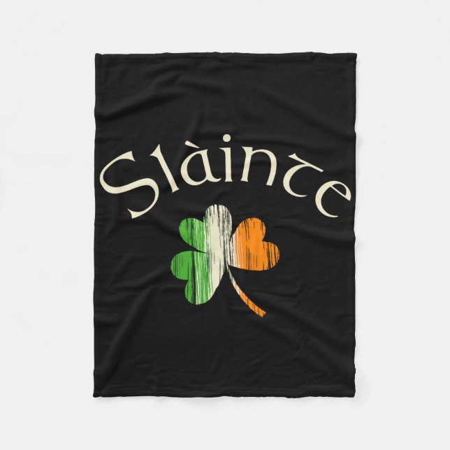 Slainte Irisches Kleeblatt Flagge Irlands St. Patr Fleecedecke (Vorderseite)