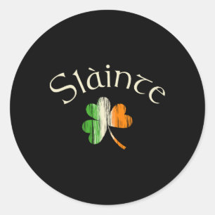 Slainte Irisches Kleeblatt Flagge Irlands St. Patr Runder Aufkleber