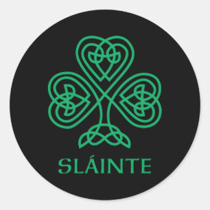 Slainte Irish Green Kleeblatt Celtic Knot Ireland  Runder Aufkleber