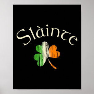 Slainte Irish Kleeblatt Flag Ireland St Patricks Poster