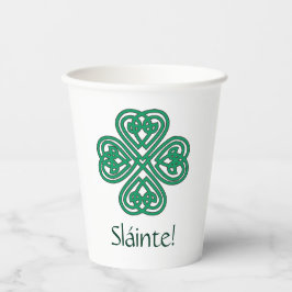 Sláinte Irish Kleeblatt Green Celtic Lucky Clover  Pappbecher