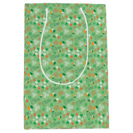 Sláinte Irish Saint Patrick's Day Green Muster Mittlere Geschenktüte