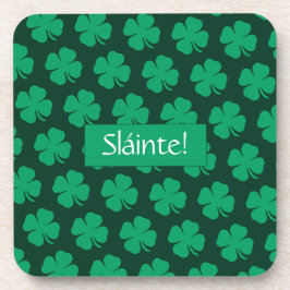 Sláinte Irish Shamrock Green Lucky Clover  Getränkeuntersetzer