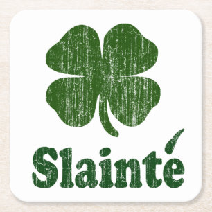 Slainte Kleeblatt Rechteckiger Pappuntersetzer