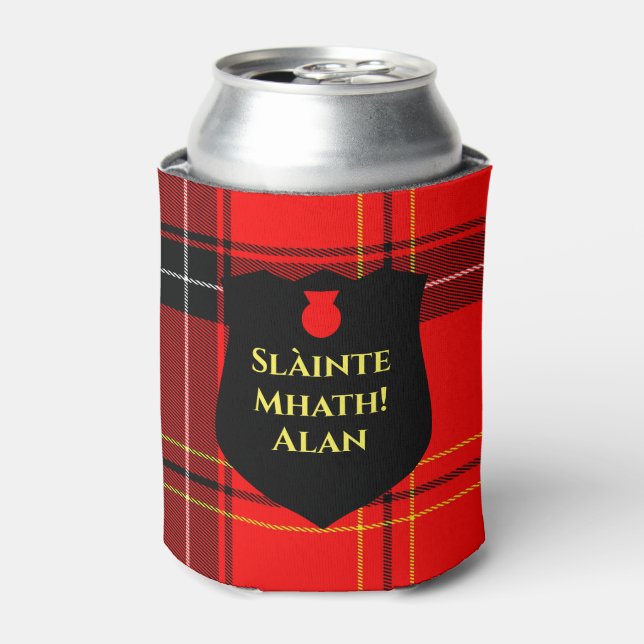 Slàinte Mhath Scottish Cheers Red Tartan Dosenkühler (Kanne Vorderseite)