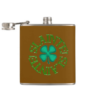 Slainte mit braun umwickelter Clover-Flasche Flachmann