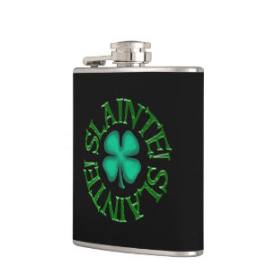 Slainte mit schwarzer Clover-Flasche Flachmann