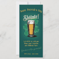 Slàinte! St. Patrick's Day Pint of Beer on Green