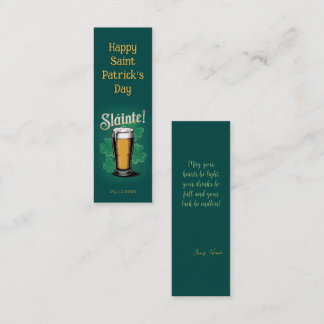 Slàinte! St. Patrick's Day Pint of Beer on Green Mini Visitenkarte