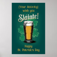 Slàinte! St. Patrick's Day Pint of Beer on Green