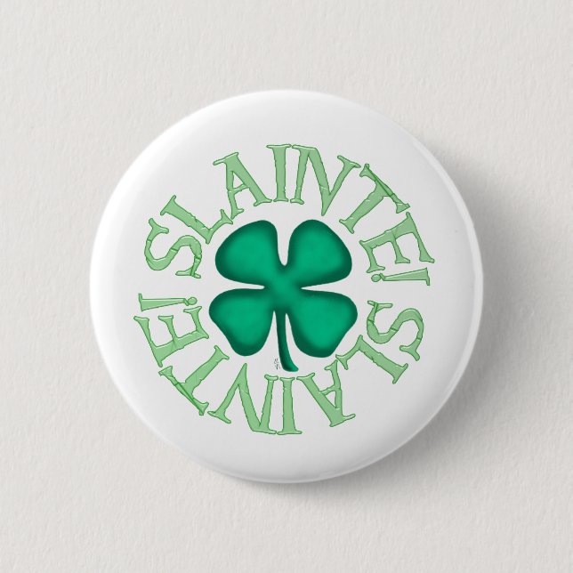 Slainte weißer Knopf Button (Vorderseite)