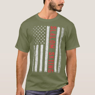 Slalom Ski American Flag 4. Juli Skier T-Shirt