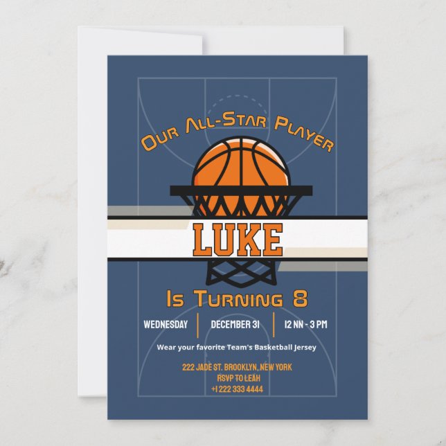 Slam Dunk Anniversaire Bash Invitation (Devant)