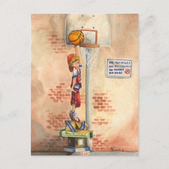 Slam Dunk auf Basketball Hoop von Jay Throckmorton Postkarte (Vorderseite)