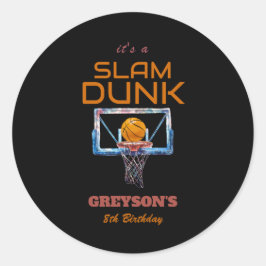 Slam Dunk Basketball Any Age Birthday Runder Aufkleber