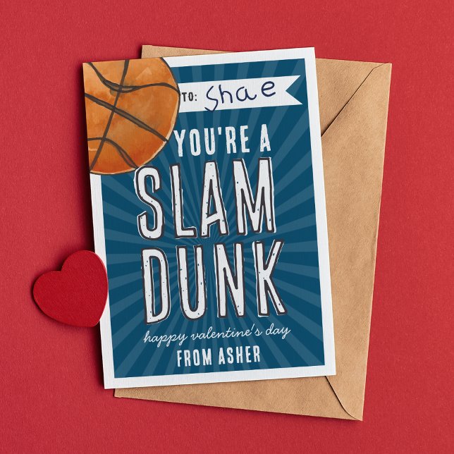 Slam Dunk Basketball-Klassenzimmer Valentine Card Einladung (Von Creator hochgeladen)