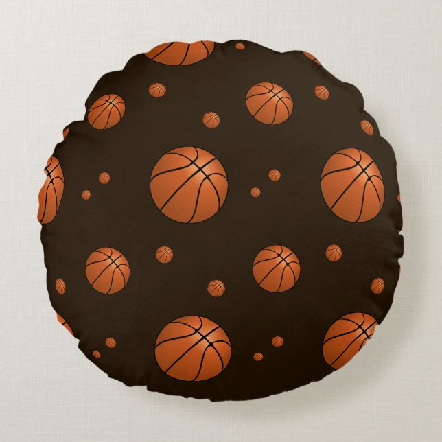 Slam Dunk Basketball Pattern Sports Rundes Kissen (Vorderseite)