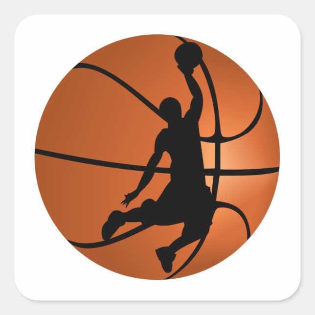 Slam Dunk Basketball Player Quadratischer Aufkleber (Vorderseite)