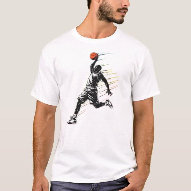 Slam Dunk Basketball Player Silhouette Sports   T-Shirt (Vorderseite)