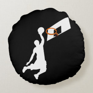 Slam Dunk Basketball Player - Weiße Silhouette Rundes Kissen