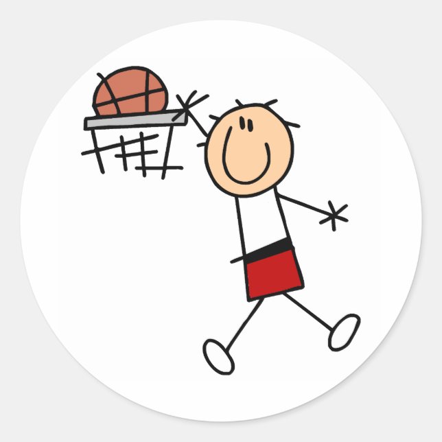 Slam Dunk Basketball - Rote T - Shirt und Geschenk Runder Aufkleber (Vorderseite)