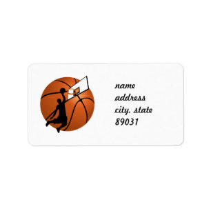 Slam Dunk Basketball-Spieler mit Hoop on Ball Adressaufkleber