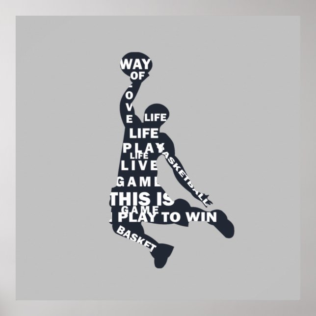 Slam dunk Basketballspieler mit Volltext Poster (Vorne)