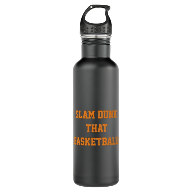 Slam Dunk, dass Basketball schwarz Orange Edelstahlflasche (Vorderseite)