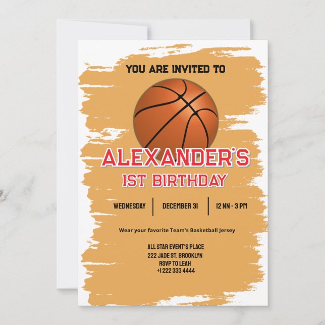 Slam Dunk Einladung zum ersten Geburtstag (Vorderseite)