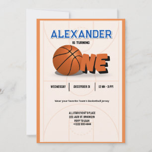Slam Dunk First Birthday Bash Invitation