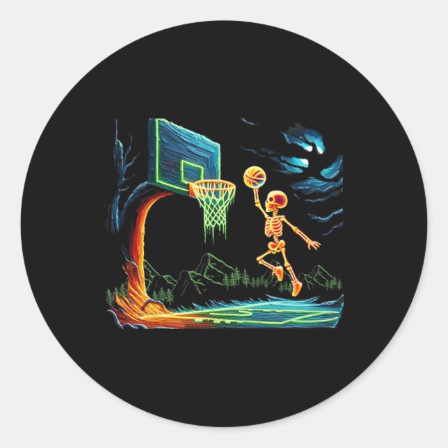 Slam Dunk Hoop Basketball Halloween Men Boys Fans Runder Aufkleber (Vorderseite)
