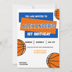 Slam Dunk Première fête d'anniversaire Invitation