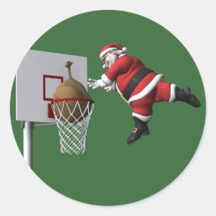 Slam Dunk Santa Claus Runder Aufkleber