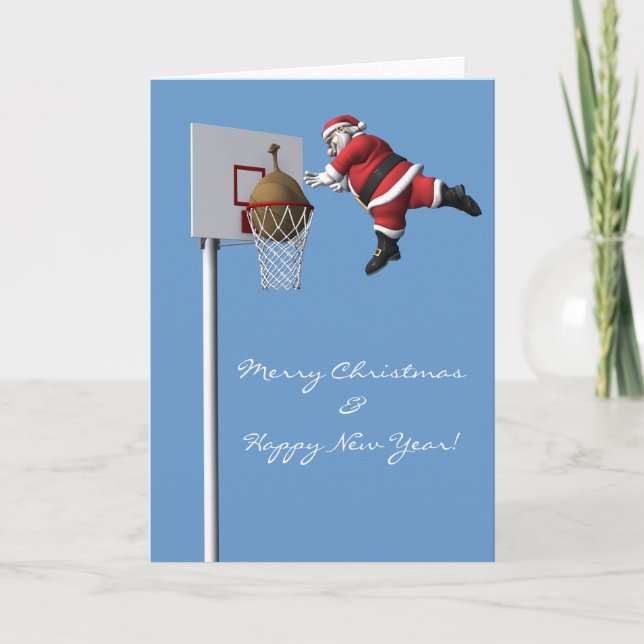 Slam Dunk Weihnachtsmann Feiertagskarte (Vorderseite)