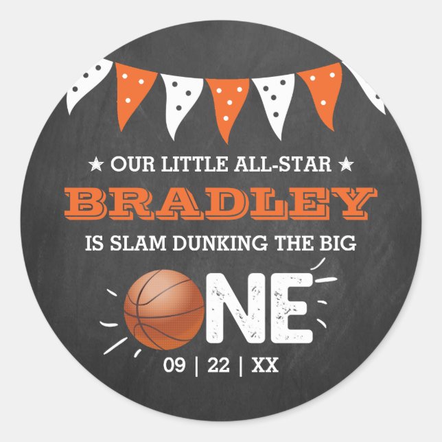 Slam Dunkelheit des Großen | Basketball 1. Geburts Runder Aufkleber (Vorderseite)