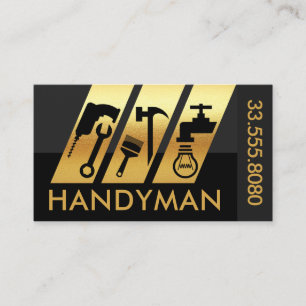 Slanden von goldenen Handyman-Werkzeugstreifen Visitenkarte