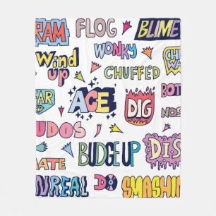 Slang Words Doodle Letter in englischer Sprache Fleecedecke