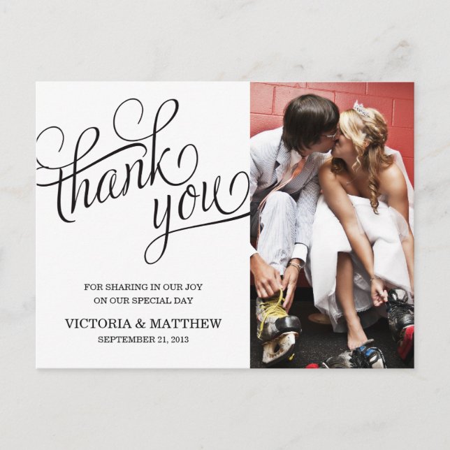 SLANTED Wird WEDDING THANK YOU POST CARD Postkarte (Vorderseite)