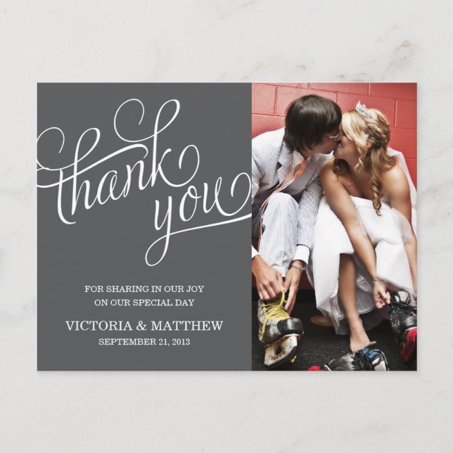 SLANTED Wird WEDDING THANK YOU POST CARD Postkarte (Vorderseite)
