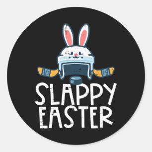 Slappy Oster Eishockeyhelm Hase Männer Jungen Kind Runder Aufkleber
