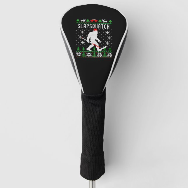 Slapsquatch Ugly Christmas Hockey Sasquatch Bigfoo Golf Headcover (Vorderseite)