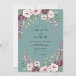 Slate Amethyst Blütenhochzeit Einladung