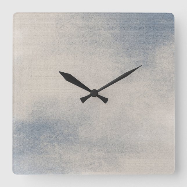 Slate and Taupe Abstract Wall Clock Quadratische Wanduhr (Vorderseite)