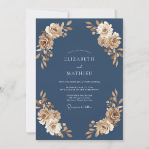 Slate Antique Champagner-Blatt-Hochzeit Einladung