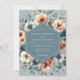 Slate & Apricot Poetische Blütenhochzeit Einladung