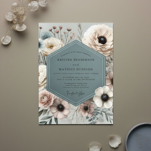 Slate Bloom Hochzeit Einladung (Von Creator hochgeladen)